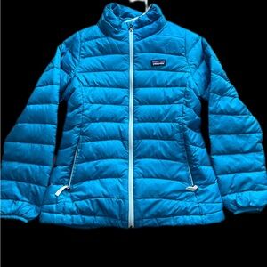 Patagonia Girls M Turquoise Quilted Puffer Jacket